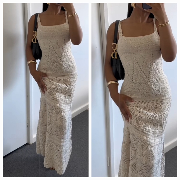 NWT ZARA SEQUIN CROCHET KNIT LONG DRESS - Picture 2 of 13